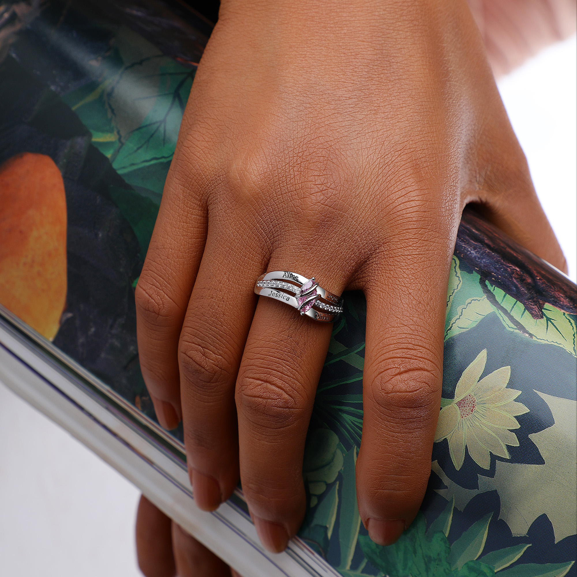 USA PJM Custom Women’s Class Ring Sterling Silver for High School & College Graduation-Rhodium