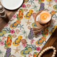 thumbnail image 3 of Vintage Coastal Table Runner 70 Inches, Summer Sea Starfish Coral Flip Flops Beige Bed Runner Dresser Scarves Tabletop for Indoor Outdoor Parties/Ceremony/Banquet, 13" x 70", 3 of 9