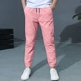 thumbnail image 4 of KPOPLK Boy's Cargo Joggers Pants Youth Quick Dry Hiking Lightweight Pants for Sports Outdoor with Pockets Size 11-12 Years,Pink, 4 of 8