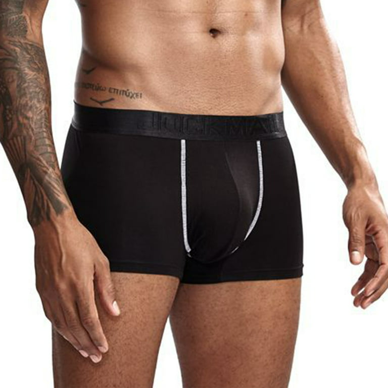 Qcmgmg Mens Boxer Briefs Breathable Low Rise Stretch Soft Pouch Cotton  Men's Underwear Black M