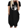thumbnail image 2 of YUNAFT Robes pour Femmes Liquidation Mode Femmes Ample Imprimé Cœur Col Rond Poches Décontracté Manches Courtes Robe Solde, 2 of 4