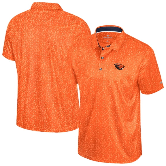 Men's Colosseum  Orange Oregon State Beavers Football Print Polo