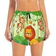 thumbnail image 2 of Xecao's African Animals in the Jungle for a double-layer running short for women, perfect for gym, tennis, and more, featuring a convenient pocket., 2 of 9