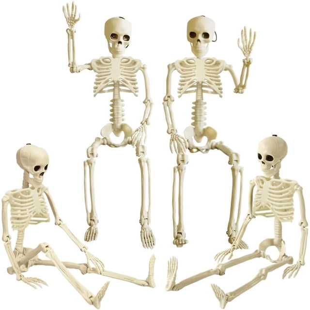 Decoraciones de esqueleto de Halloween de 36 pulgadas, esqueleto posable de Halloween de 3 pies, huesos de cuerpo humano realistas de plástico con articulaciones móviles para decoración de fiesta de H