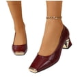 thumbnail image 4 of Byworldtasic Women's Block Heel Loafers Fashion Slip On Square Toe Non Slip Low Chunky Heel Dress Office Pumps, 4 of 9