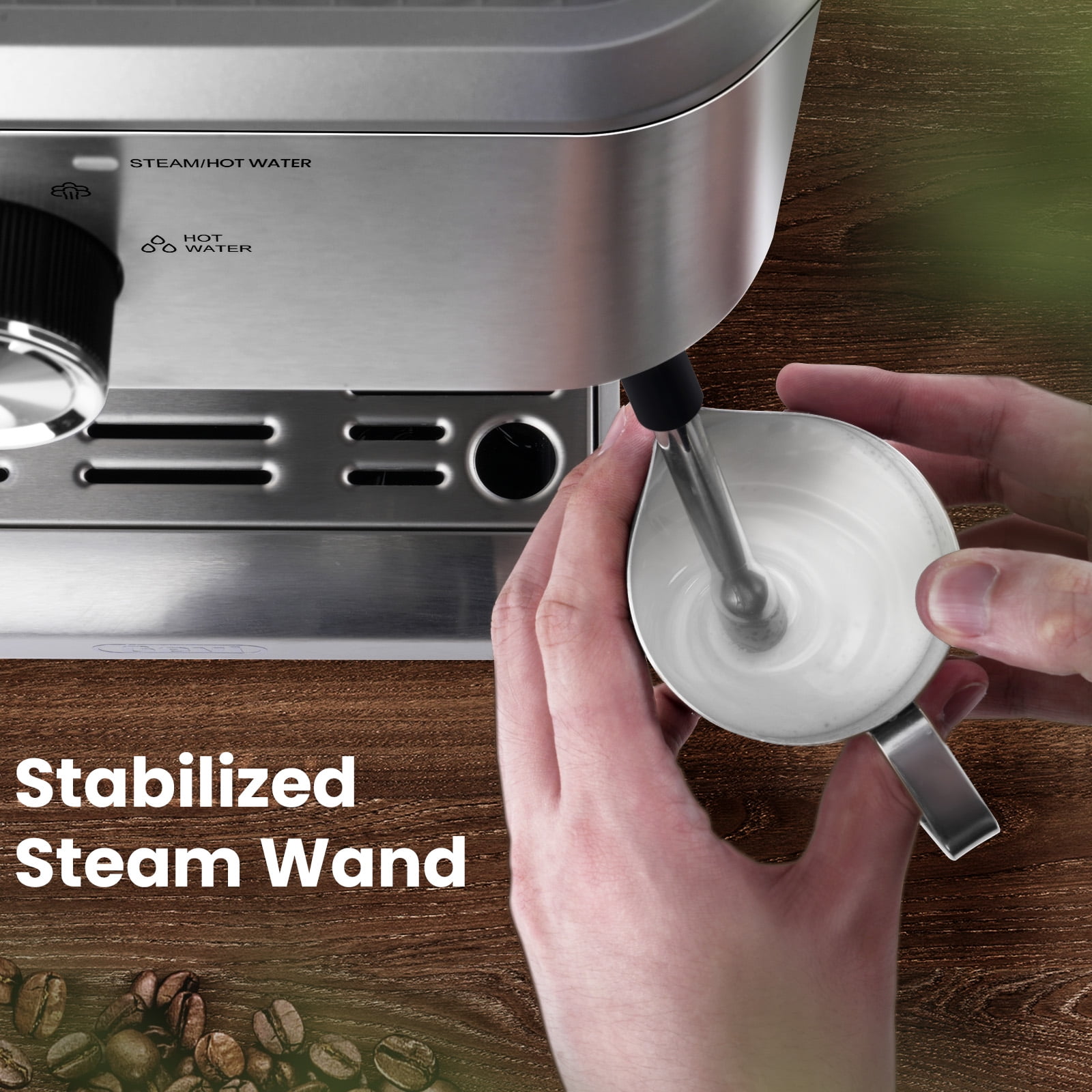 GEVI Espresso Machine Cafe Steam Maker，stainless steel