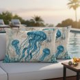 thumbnail image 2 of Outdoor Pillow Covers 20x12 Set of 2, Teal Jellyfish Coastal Waterproof Patio Throw Pillow Covers for Couch Sofa Chair, Vintage Summer Beach Nautical Decorative Pillowcases for Throw Pillows, 2 of 9
