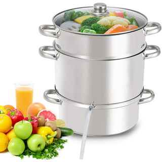 ZQRPCA 11-Quart Steam Juicer Stainless Steel, Steamer Extractor Pot for  Fruit Vegetable Canning with Tempered Glass Lid, Hose, Clamp, Loop Handles,  Silver 