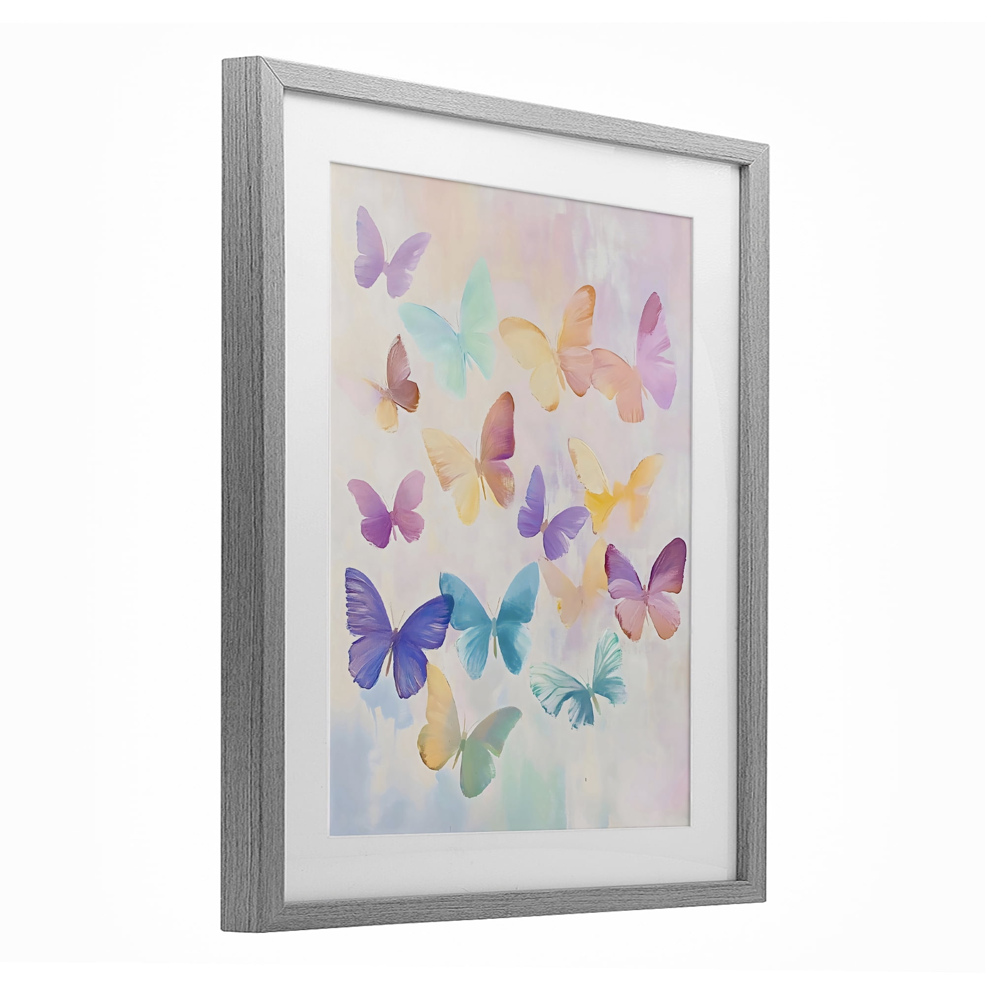 Stupell Industries Pastel Butterfly Dreams Gray Framed Print Under Glass, design by The Prints Vibe