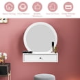 thumbnail image 4 of Giantex 2 Removable Spacious Drawer, 2 in 1 Vanity Top, Space-Saving Wall Mount & Placed, Dressing Table w/Round Mirror, Ideal for Bedroom, Bathroom &Hallw, White, 4 of 10