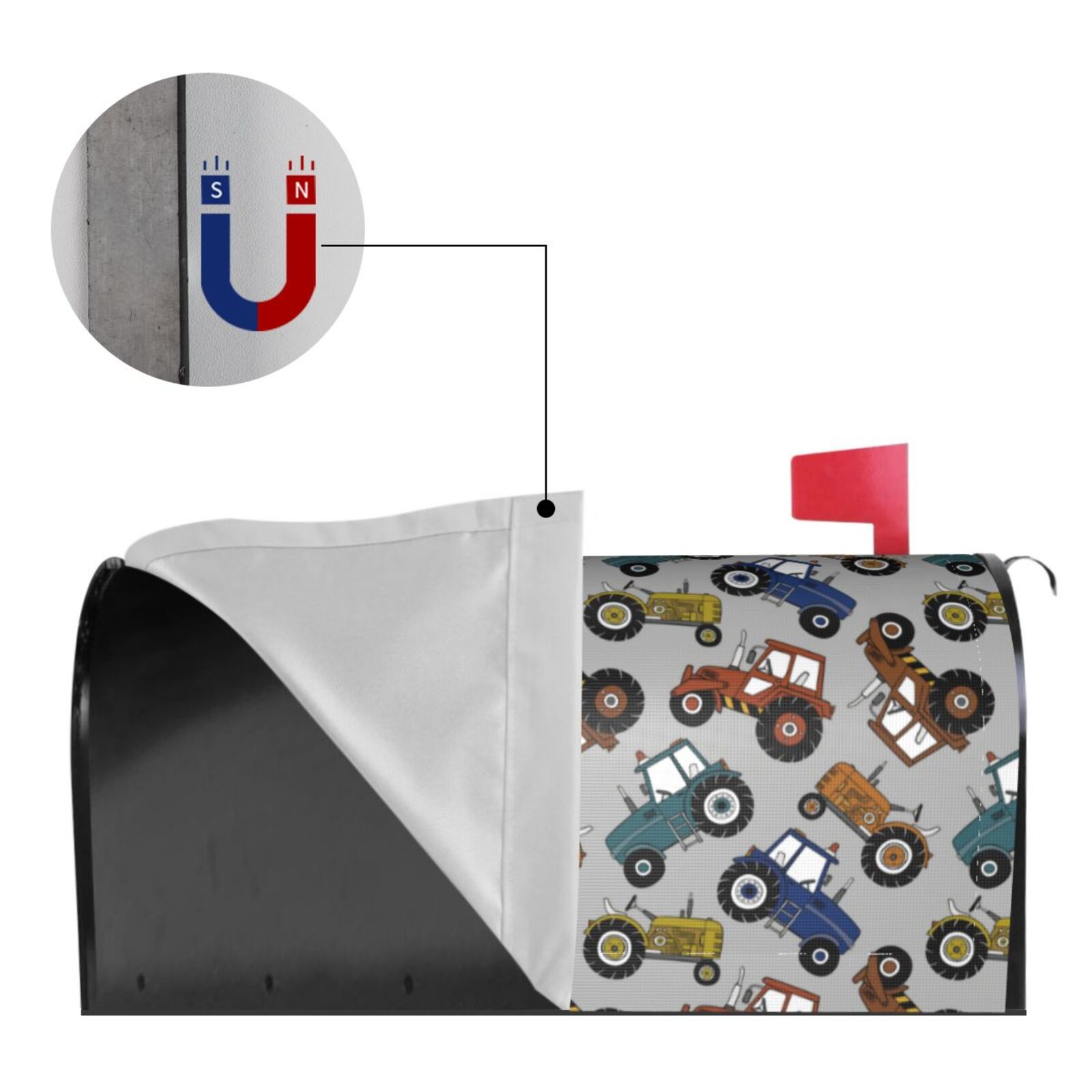 Xecao Color Tractor for Mailbox Cover with Magnetic Strips, Waterproof and Sunscreen, Adds a Decorative Touch to Your Garden Yard.