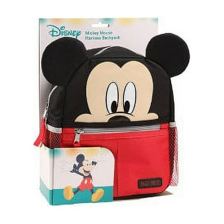 Disney Mickey Mouse Backpack Microfiber Harness Bagpack, Black and Red