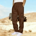 thumbnail image 4 of COSFO Mens Baggy Sweatpants Wide Leg Brown Athletic Open Bottom Oversize with Pockets Pants Running Workout Drawstring Elastic Waist Loose Fit Trousers Mens Sweatpants, 4 of 6
