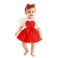 thumbnail image 3 of Toddler Girl Valentines Day Outfit Short Sleeve Heart Embroidery Romper Tutu Dress with Bow Headband Set Cute Baby Girl Clothes 0-3 Months Baby Girl Outfits, 3 of 9