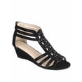 thumbnail image 1 of Daiso-28 Women Peep Toe Glittle Gladiator Low Wedge Heel Sandals Party Shoes ( Black, 5.5), 1 of 2