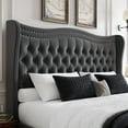 thumbnail image 7 of Miniyam Full Size Wingback Bed with 52" Velvet Upholstered Headboard, Nailhead Trim, Sturdy Wood Slats for Adults, Gray, 7 of 7