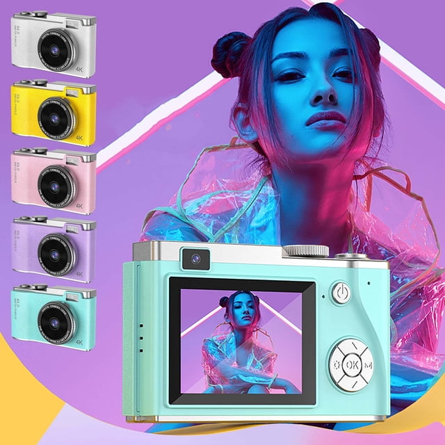 Fiudx Cámara Digital, Grabación de Video 4K Hd, Cámara Dual Frontal y Trasera, Pantalla Grande, Batería de 8 Horas de Duración, Grabación de Vlogs, Diseño Portátil, Aprendizaje Estudiantil, Fotografí