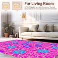 thumbnail image 2 of ODIKA 6'x9' Machine Washable Non-Slip Area Rug, Boho Garden Featuring Wildflower Clusters and Artistic Swirls High Traffic Rug, Pink, 301134, 2 of 7