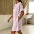thumbnail image 4 of QUNYINEY Midi Women Summer Dresses Short Sleeve Striped Casual T-Shirt Dress Crew Neck with Pockets Button Loose Fit Dresses, 4 of 6