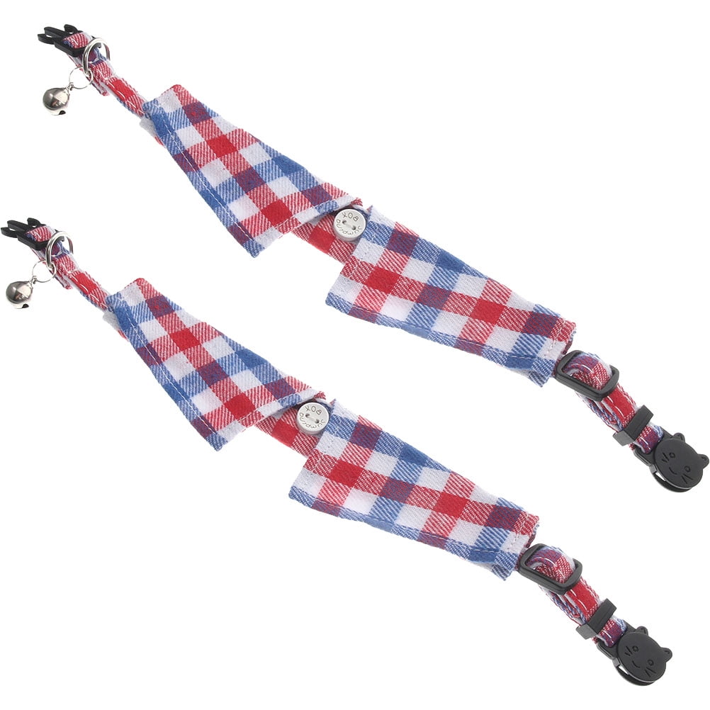 Milisten 2-Pack Extra Small Kitten Collars with Multi Bells Soft Cloth Comfortable Fit for Easy Pet Identification and Parties