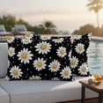 thumbnail image 6 of 2 Pack Outdoor Waterproof Throw Pillow Covers,White Daisy Polka Dots on Black Decorative Rectangle Patio Pillowcases for Chair Couch Sofa 20x12in, 6 of 9