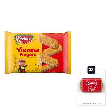 Keebler Vienna Fingers Creme Filled Sandwich Cookies, 12 Oz. & 2x Lotus Biscoff Cookies 0.2oz