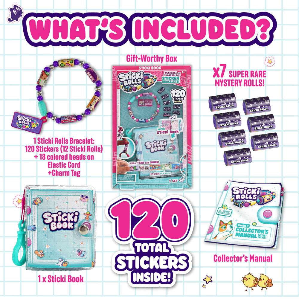 STICKI ROLLS Sticki Book - Wearable & Shareable Sticker Bracelet + Collection Book