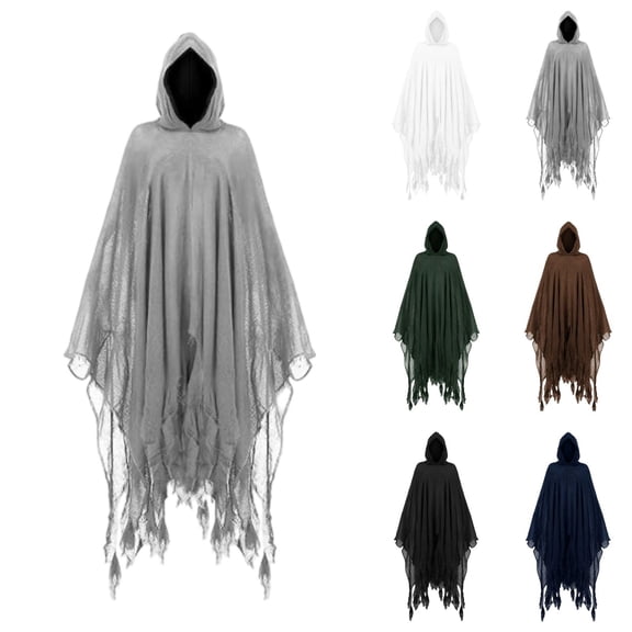HOWPAY Halloween Capes For Adults Grim Reaper Hooded Robe Cape Zombie Skeleton Cosplay Outfit Medieval Vintage Role Play Fancy Dress For Party Halloween Costumes One Size