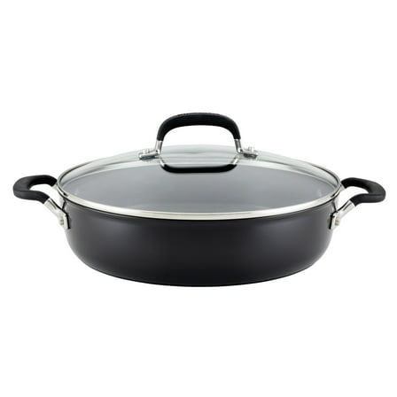 KitchenAid Hard Anodized 5 Quart Nonstick Everything Pan with Lid, Onyx Black