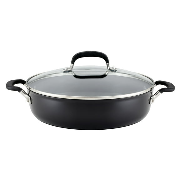 KitchenAid Hard Anodized 5 Quart Nonstick Everything Pan with Lid, Onyx Black