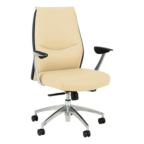 Norwood Commercial Furniture Premium Mid Back Contemporary Fully-Adjustable Executive Office Desk Chair, Beige