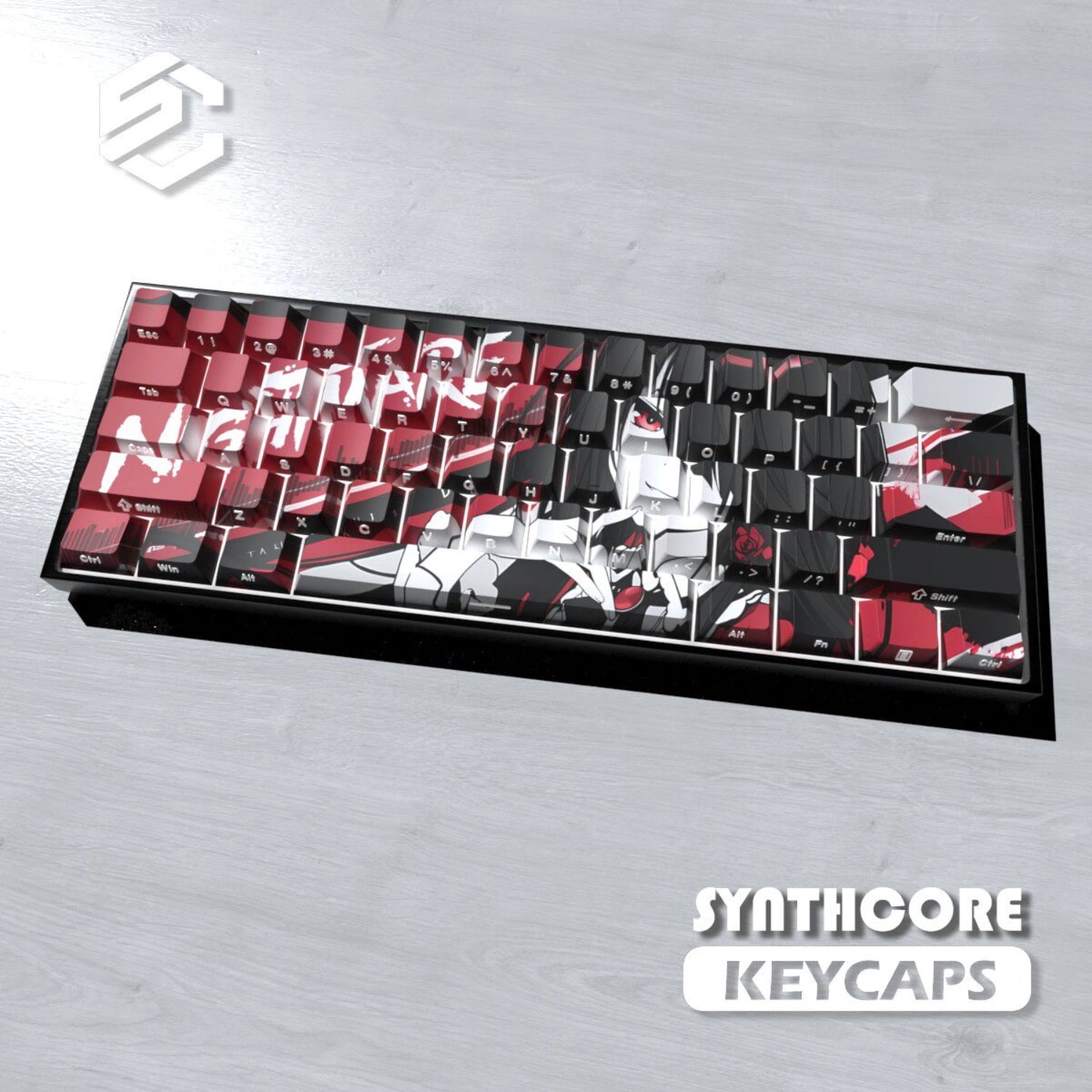 Graffiti Girl Side-Printed Shine-Through Keycaps, Cherry Profile 74 Keys Set Compatible with Wooting 60HE/Ace68/made68/ATK68 Magnetic Switch Keyboards