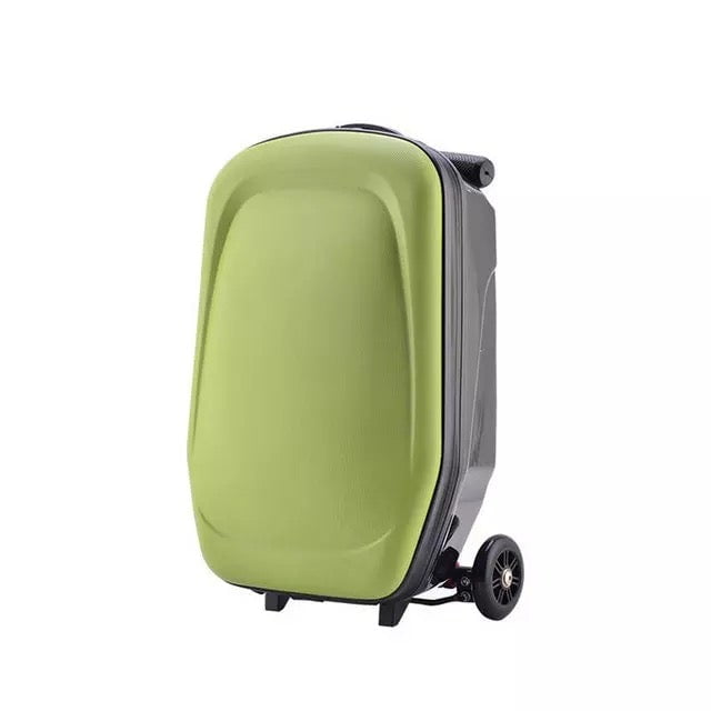 GUANG Luggage Scooter Blue Foldable Scooter Suitcase Ride-on Trolley Carry On Luggage Case with Wheels for Airport Travel Business 