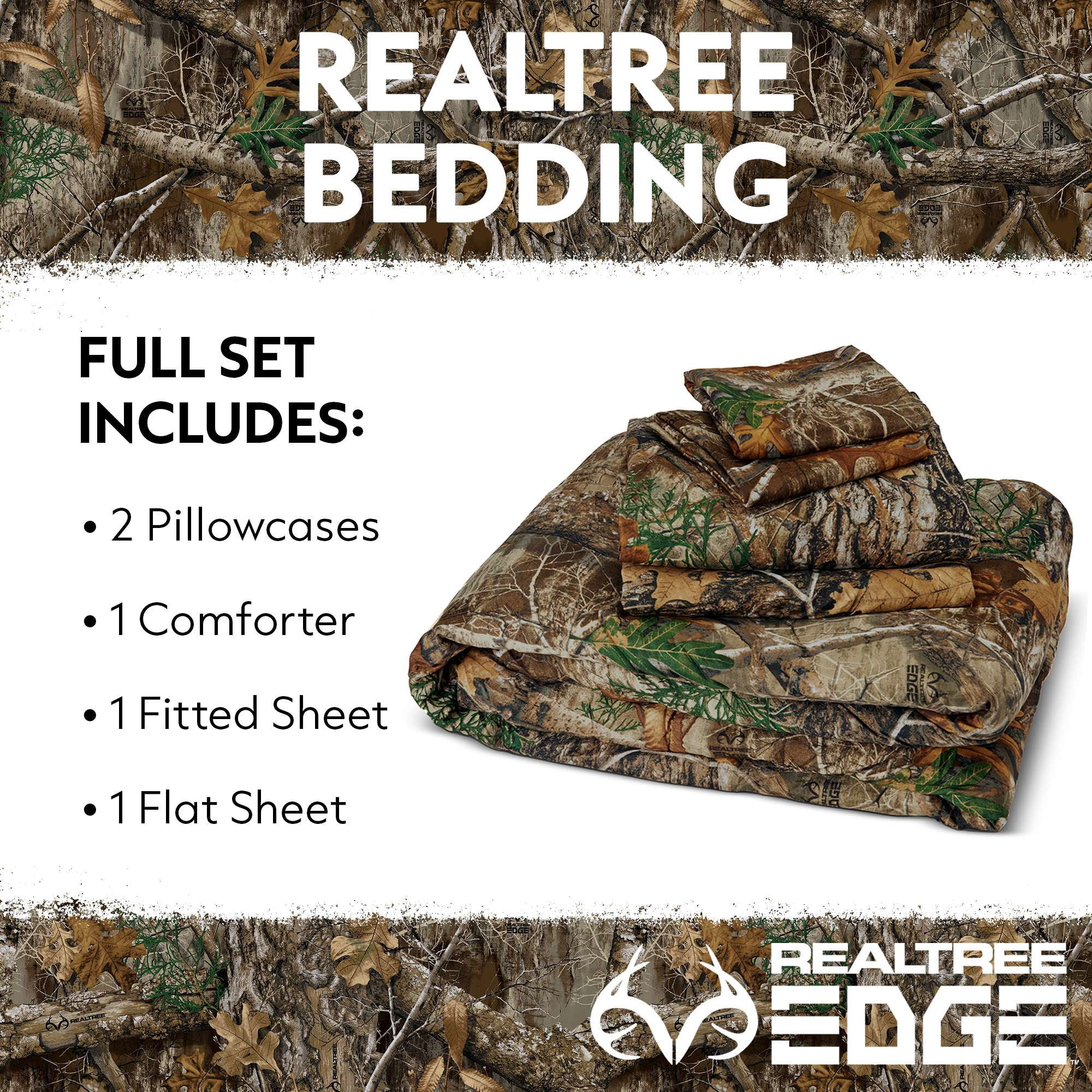 Realtree 5-Piece Full Bed-in-a-Bag Bedding Set, Edge