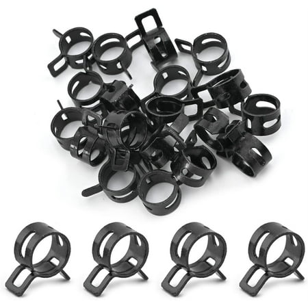 

Steel Band Clamp 11mm(ID) Band Type Hose Spring Clips Clamp for Fuel Line Silicone Hose Tube Black Tone 20PCS