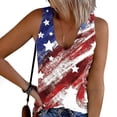 thumbnail image 1 of Fiudx Camisas para Mujer Blusa Casual con Cuello En V y Botones Impresos para El Día de La Independencia de Verano para Mujer, 1 of 5