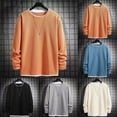 thumbnail image 5 of Mens Round Neck T-Shirt Street Long Sleeve Sports Athletic Pullover Blouse Tops, 5 of 11