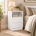 thumbnail image 2 of Ktaxon NightStand Set of 2 with 2 Storage Drawers BedsideTable, End Side for Bedroom, Country Style White, 2 of 11