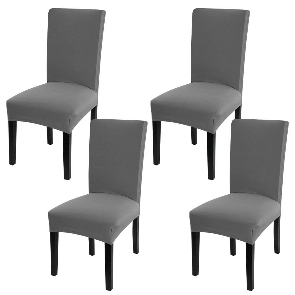 4 Pack Elastic Chair Seat Cover Wedding Dining Room Chair Slipcover Gray 