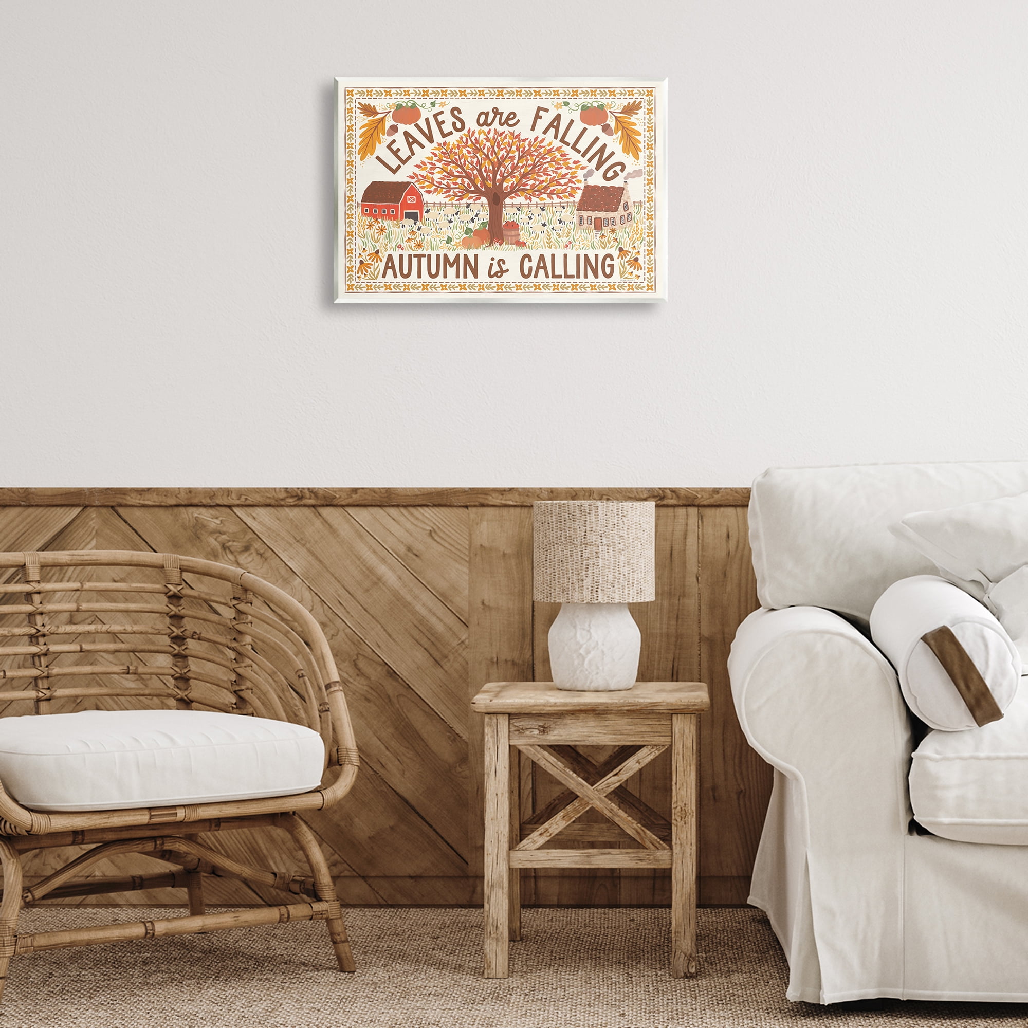 Stupell Industries Leaves Are Falling Scene Landscape Painting Unframed Art Prints Wall Art, 19 x 13