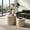 Beige White, variant on Nesting Coffee Table Set of 2 Round Wooden Tables - Modern Black Woodgrain