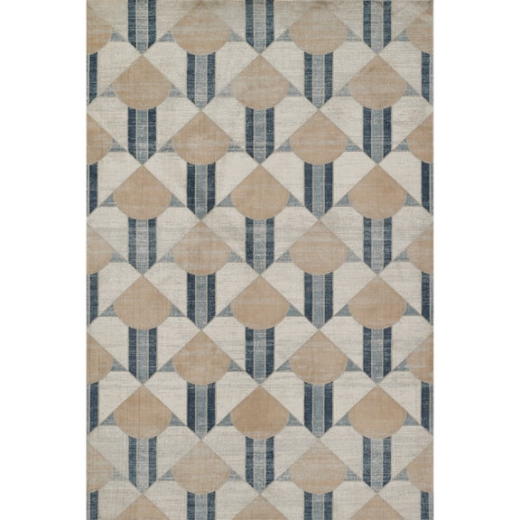 Momeni Edition Geometric Polyester Blue Area Rug, 1'10" x 2'10" Sized Rug for Entry Way, Bathroom, and Kitchen