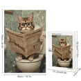 thumbnail image 2 of 1000 Piece Jigsaw Puzzle 20" x 30" Finished Size Cat Reading Newspaper On The Toilet - 1000 Piece Jigsaw Puzzle for Adults - Wooden Puzzle - Recycled Paper Puzzle 1000 Pieces, 2 of 8