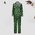 thumbnail image 2 of Bjutir Family Christmas Pajamas Matching Sets 2025 Womens Xmas Pajamas Silk Satin Print Lapel Long Sleeve Sleepwear Casual Fashion Winter Nightwear Outfit,Green,Size S, 2 of 8