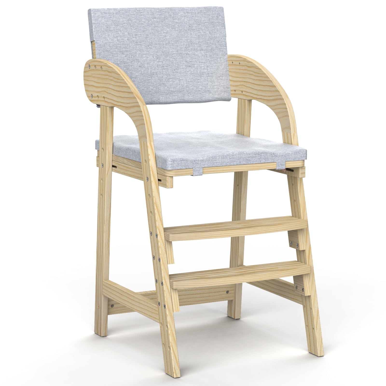 Buballino Adjustable Portable Toddler Solid Wood High Chair with Removable Washable Cushion