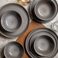 thumbnail image 5 of ALOFMO 12pcs Purple-gray Reaction Glaze Ceramic Tableware Set For 4, For Soup Salad Dessert, Pasta, Lamian Noodles - Suitable For Dishwasher And Microwave Oven, Suitable ForGifts, Parties, Weddings,, 5 of 9