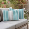 thumbnail image 2 of Outdoor Waterproof Pillow Covers Teal Stripe Gray Line Decorative Throw Pillow Protectors,Pillowcase Cushion Cases for Patio Sofa Garden Couch,20x12in,Pack of 2, 2 of 14