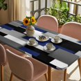 thumbnail image 3 of Navy Blue Black Geometric Table Cloths for 6 Foot Rectangle Tables, Modern Abstract Art Block Patio Waterproof Elastic Fitted Tablecloths, Washable Rectangular Table Cover for Camping, 3 of 8
