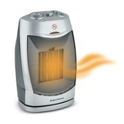 AeroHome 1500W Personal Electric Ceramic Oscillating Space Heater With Adjustable Thermostat, Silver