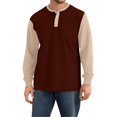 thumbnail image 4 of Hearthz Henley Long Sleeve Shirts for Men Fall 3-Button Color Block Mens T-Shirts Round Neck Baseball Shirts for Men, 4 of 7